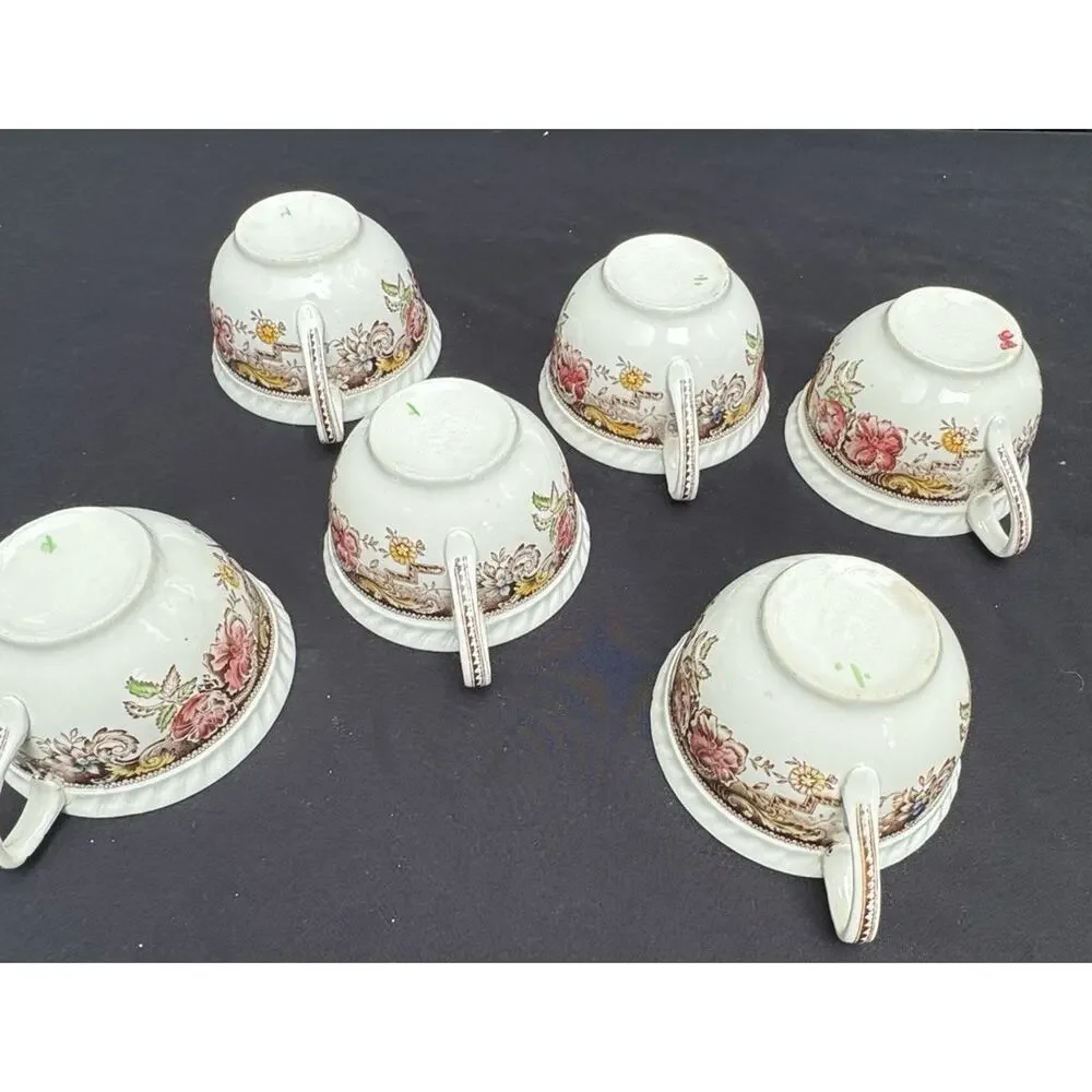 6 Johnson Bros. Devonshire Coffee Tea Cups Mugs Made in England -A83
